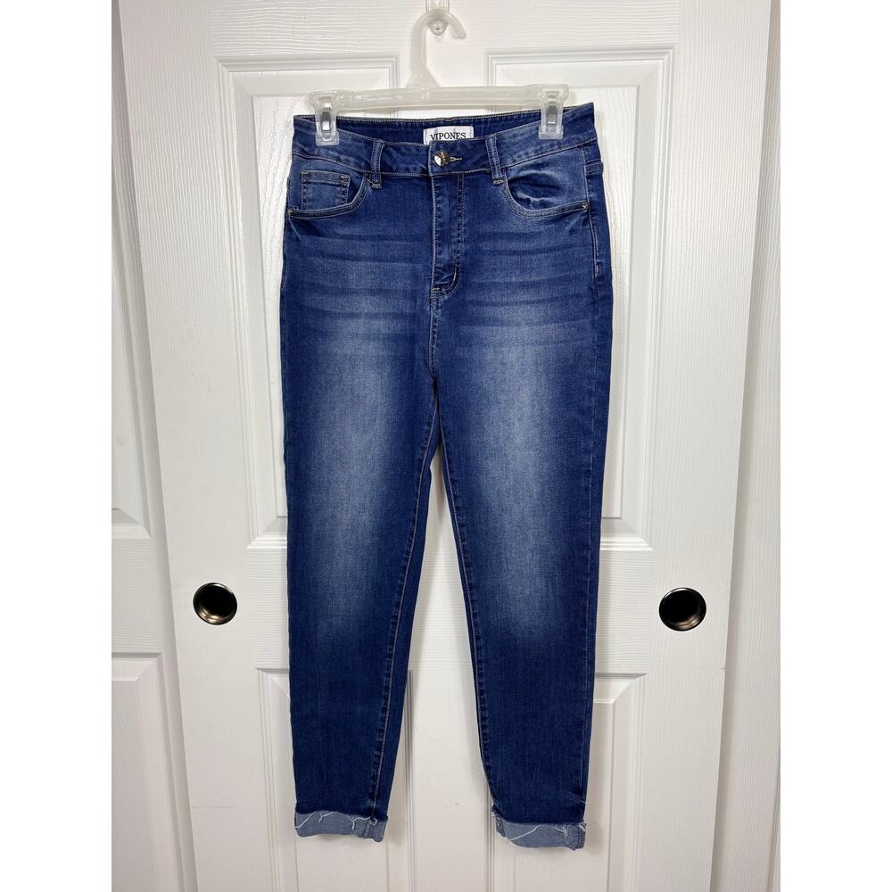 Vipones Women's Blue Denim Skinny Jeans Size 8 High Rise Rolled Cuffs